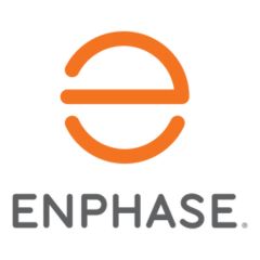 Enphase logo featuring a modern orange "e" symbol above the brand name in gray.