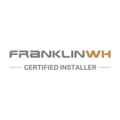 FranklinWH Certified Installer logo in gray and orange, indicating battery storage certification.