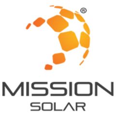 Mission Solar logo with orange solar panel sun graphic above the brand name in bold black text.